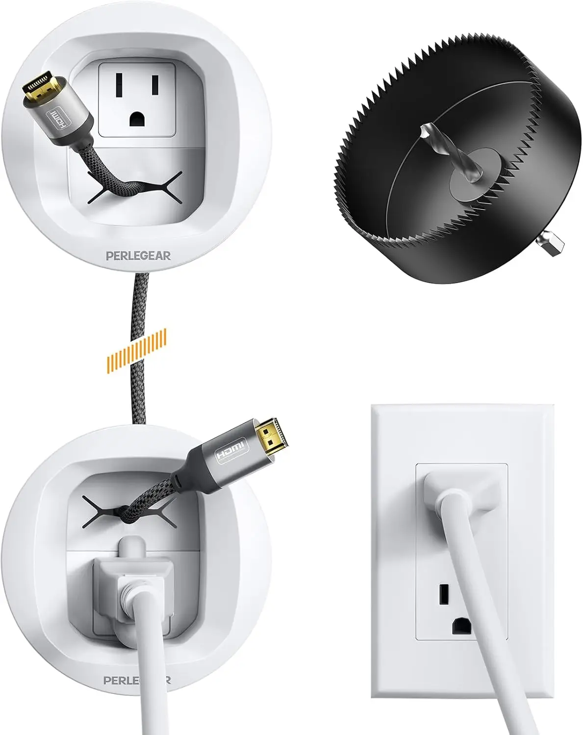 

Комплект для скрытой прокладки кабелей для настенных телевизоров и колонок, включает шаблон для сверления и аксессуары для легкой установки