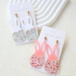 Easter Day Ear Jewelry Cute Rabbit Easter Egg Bling Bling Dangle Earrings Cute Cartoon Style Adorable Female Earrings