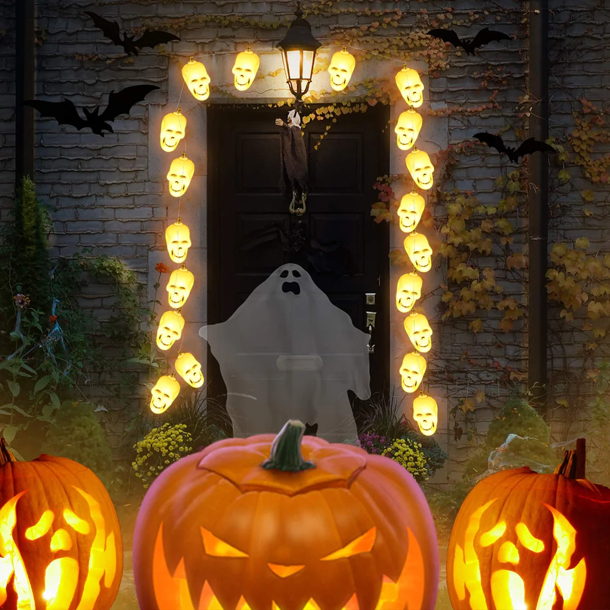 1 قطعة أضواء سلسلة الجمجمة Led مصباح للزينة للهالوين للحزب حديقة داخلي في الهواء الطلق جدار نافذة الباب زينة للسقف #4