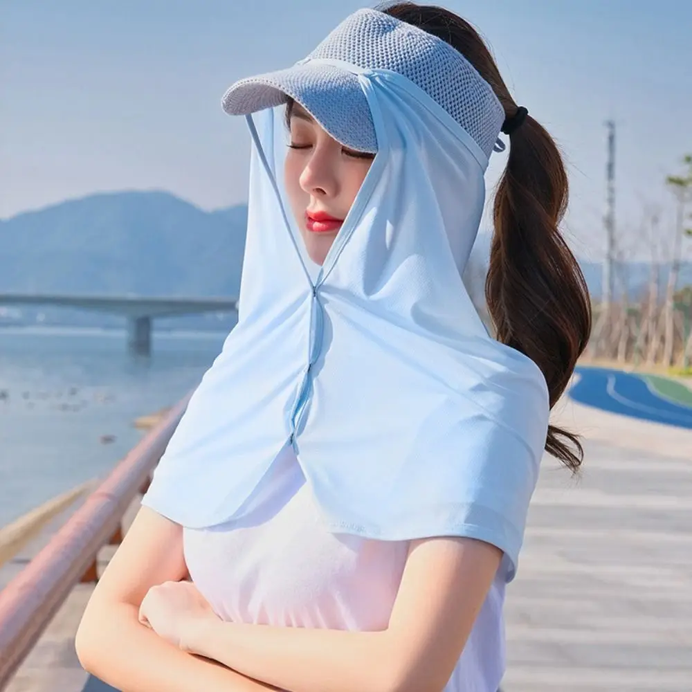 

Breathable Solid Color Ice Silk Sunscreen Mask Quick Drying Scarves Cycling Scarf Neck Protector Shawl Face Veil Golf