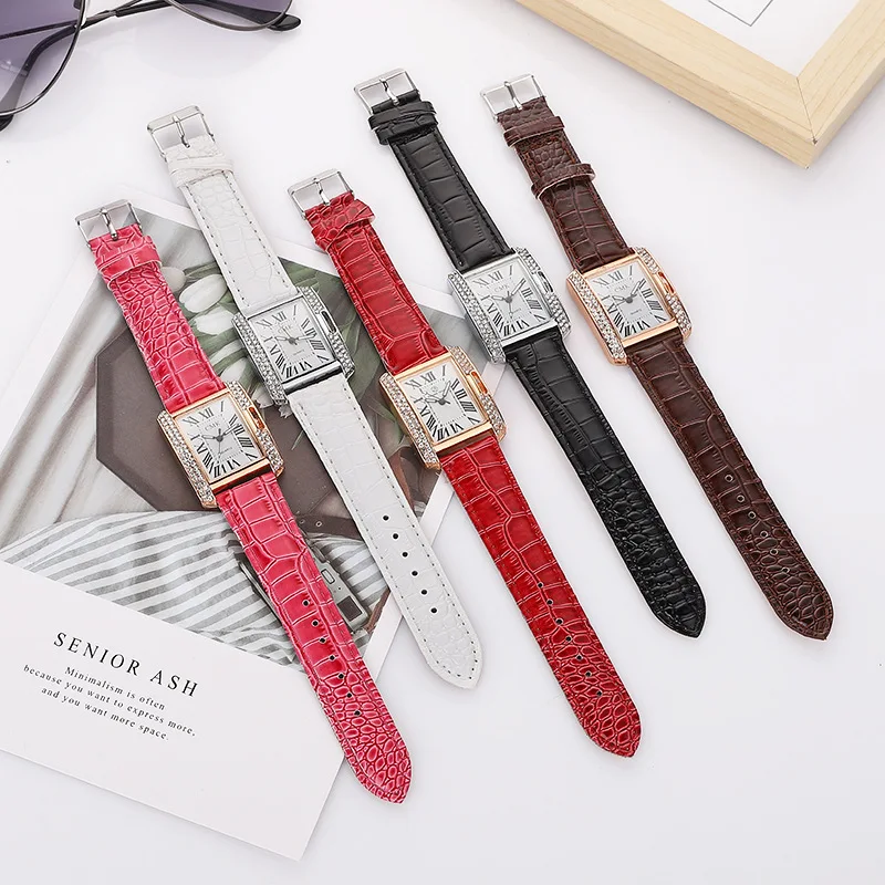 ファッション女性クォーツ時計長方形正方形オロロジオレディース高級ローマ数字ダイヤモンドビジネス腕時計クラシック時計