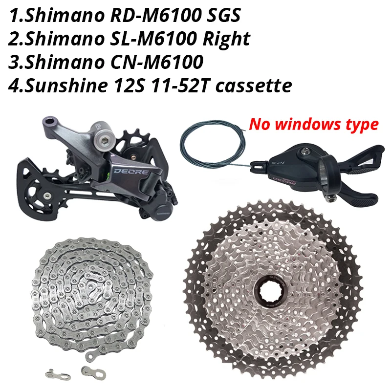 Shimano Deore M6100 1x12 Speed Derailleurs Groepset 12 Speed Rechts Versnellingspook Deuvel CN Keten RD Sunshine Cassette 46T 50T 52T