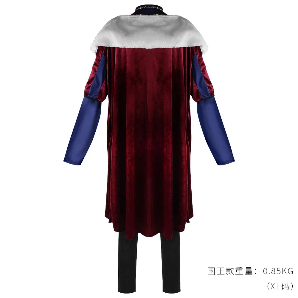 Traje Cosplay medieval retrô para homens e mulheres, traje rei rainha, traje da coroa, traje do palácio, roupa vermelha, camisa de xadrez, Halloween