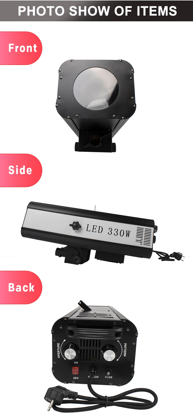SHEHDS LED 330W Follow Spotlight mit Flightcase DJ Spotlicht für Hochzeit Theater Conert Bühne – Detail 8