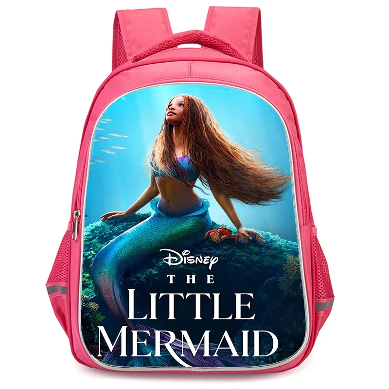 Girls Backpack with Double Zipper Pocket,Pink Cartoon The Lit-tle-Mer-maid School Bags,Durable 16-in Kids Bags for Pupil Student