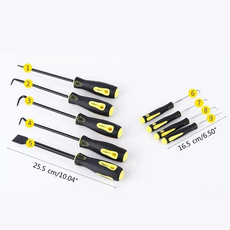 9Pieces Long and Short Hook Set, Hose Removal Hook Set, Car Hook, Oil Seal Puller, O-Ring Hook, Vacuum Hoses Trim Dropship
