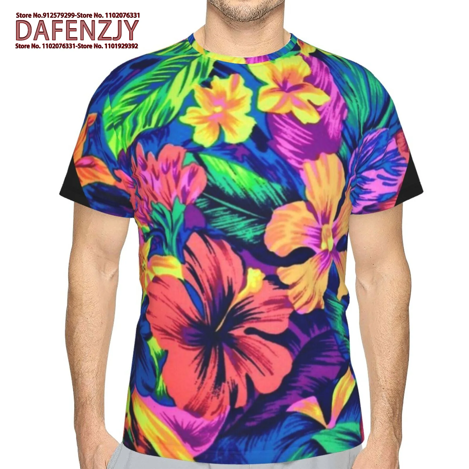 Fashion Flower Men's T-Shirts Loose O-Neck Casual Tops Short Sleeve 3D Leaf Printing Street T Shirt Breathable Tee