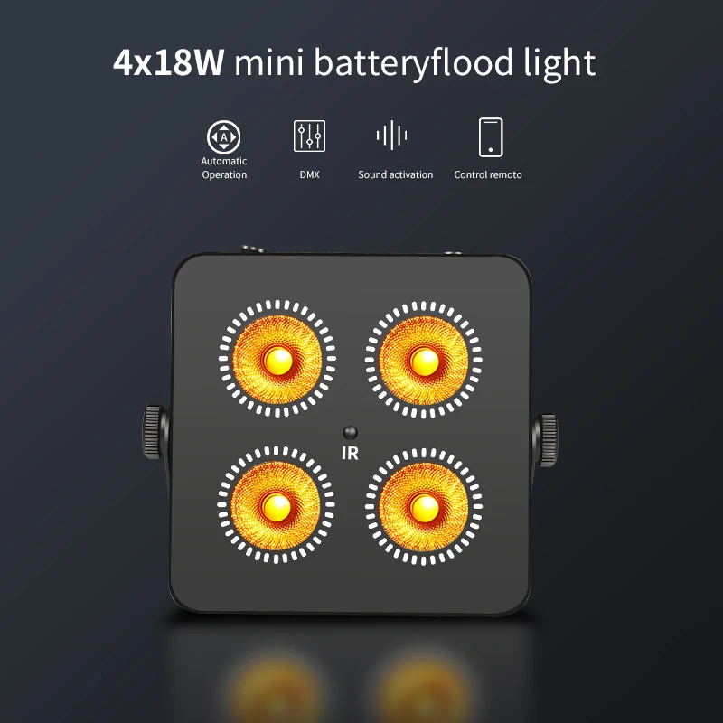 DMX LED 4x18W RGBWA UV 6IN1 Color Battery Wireless  Led Par Light Mini Battery Party Light 2.4G Wireless