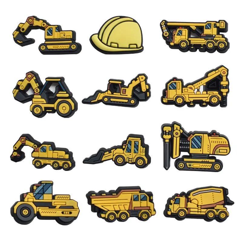 10pc/lot Engineering Vehicle Series Forklift Frenzy Crocs Shoe Charms Jewelry Making Shoe Accessories Decoration Kit Gift