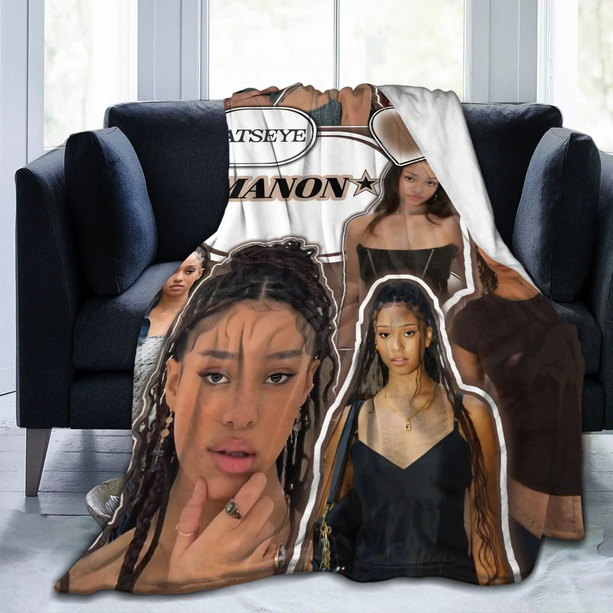 Manon Katseye Kpop Blanket Flannel Textile Decor  Multi-function Lightweight Throw Blanket for Bed Couch Quilt