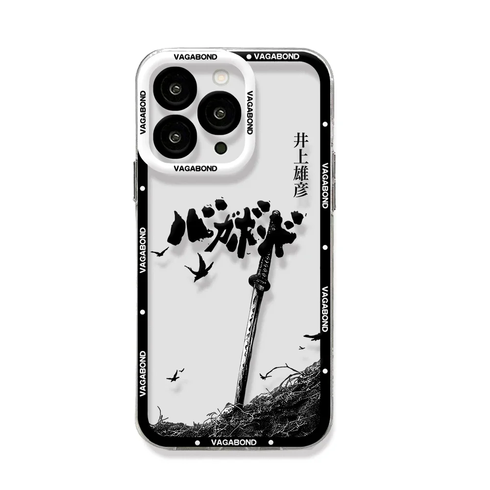 Vagabond Manga Phone Case For iPhone 15 14 13 12 Mini 11 Pro Max X XR XS 6 7 8 SE 2020 Plus Soft Silicone Transparent Cover