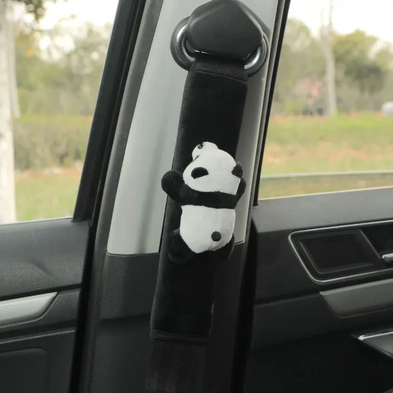 

1/2pc Cute Cartoon Toy Animal Car Seat Belt Cover Decoration Auto Cartoon Panda Shoulder Strap Protector Pad For Children/ Kids