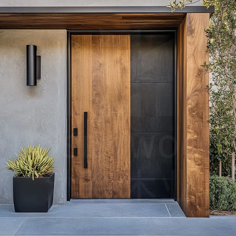 Log Single-open Rural Wood Grain Door, Off-axis Rural Self-built House, Villa Child And Mother Door Thai Oak