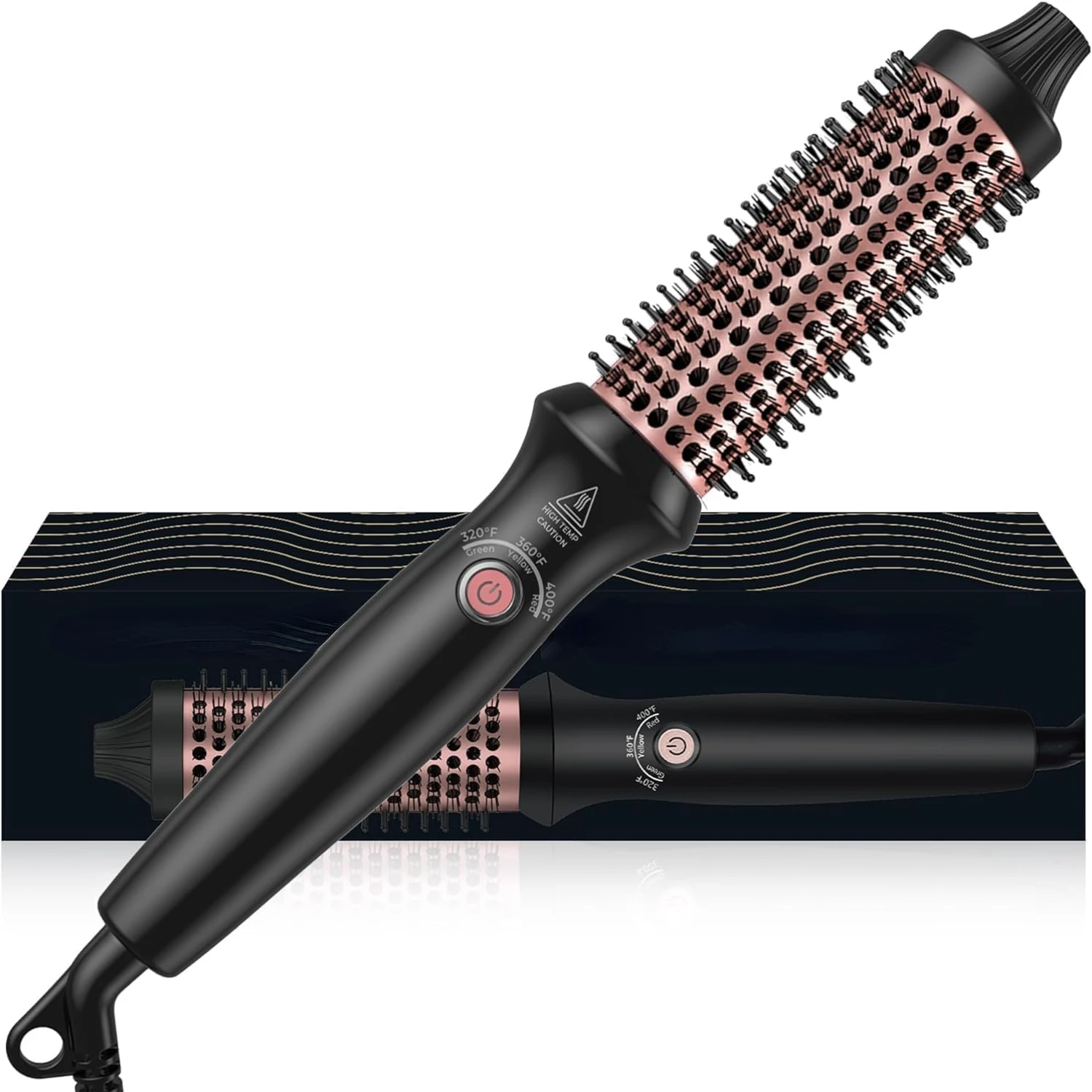 Voluminous Thermal Brush for Curling Hair, 1.25 Inch Ceramic Tourmaline Ionic Heated Curling Iron Comb with LCD Display, Adjusta