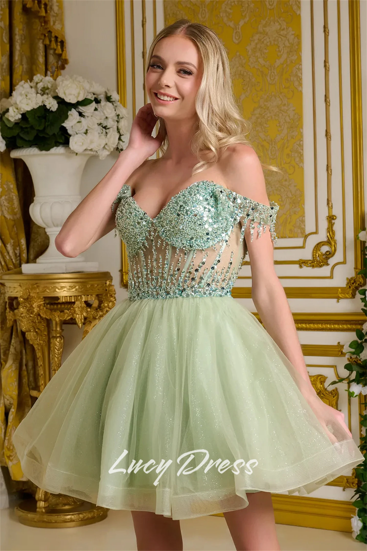 

Lucy Customized Party Dress Luxurious Women's Evening Dresses for Special Occasions Simple and Elegant Formal Dress Short Skirt