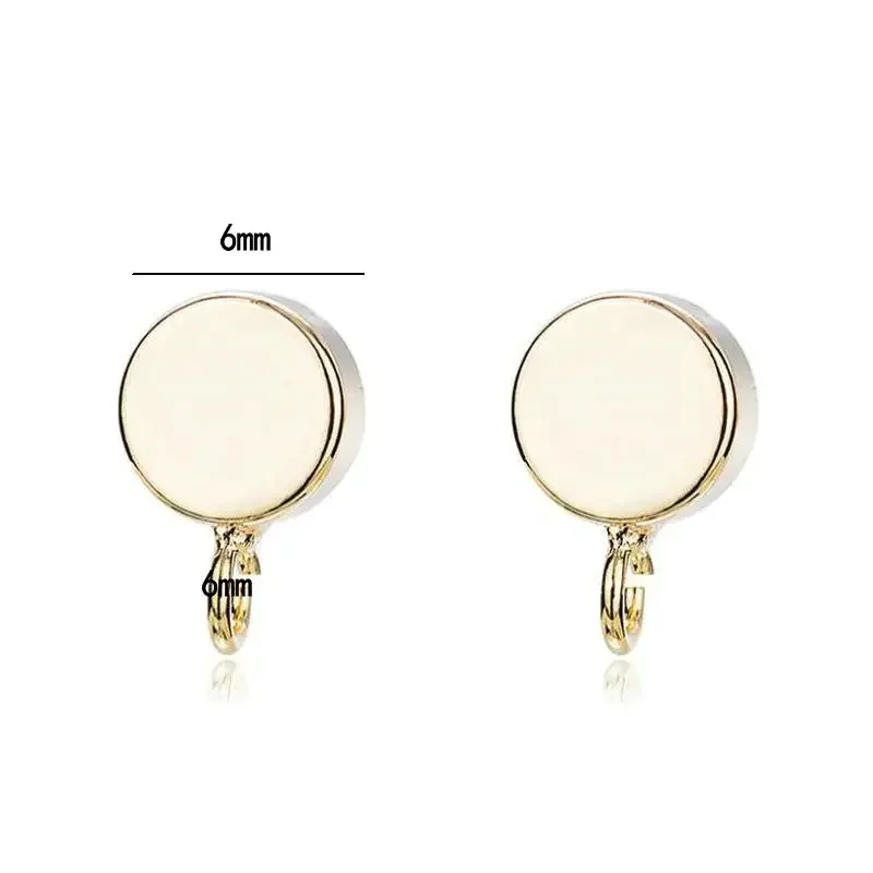 6MM 14K Gold Color Plated Brass Round Stud Earrings High Quality Jewelry Making Supplies Diy Accessories