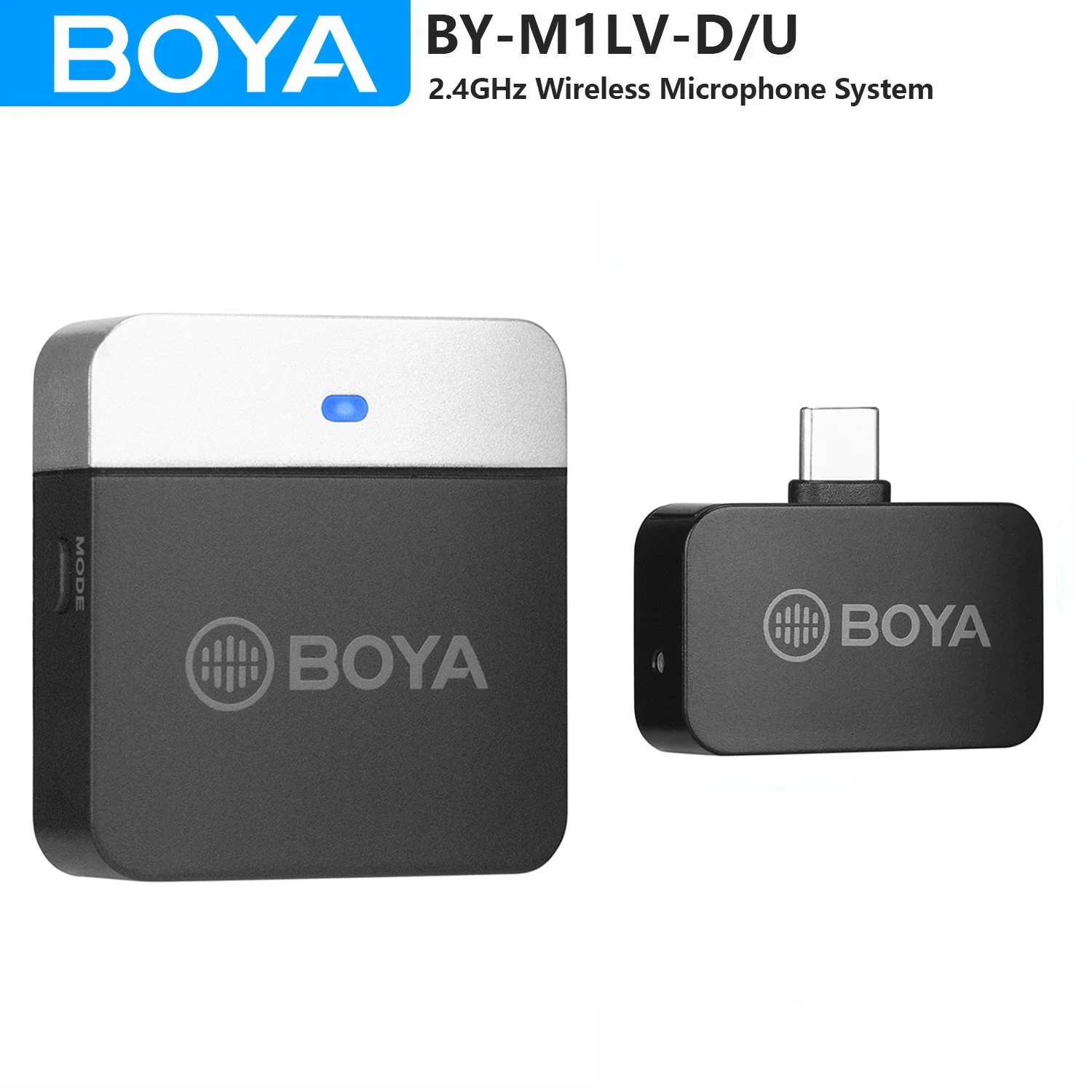 BOYA-Micrófono de solapa Lavalier inalámbrico BY-M1LV, para PC, portátil, móvil, Android, iPhone, Smartphone, grabación de Youtube, transmisión en