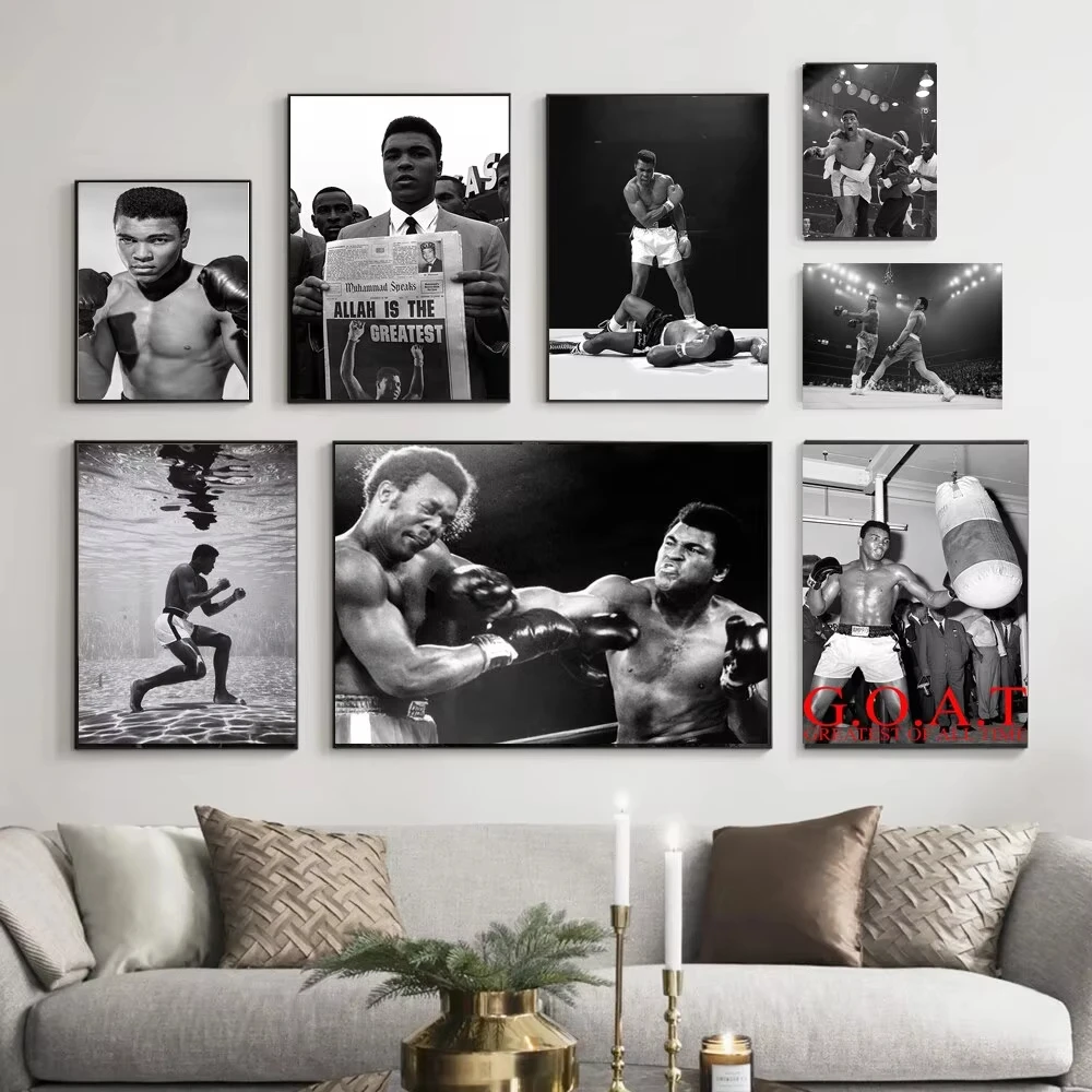 Póster en lienzo de Muhammad Ali, leyenda del boxeo inspiradora, decoración de pared HD para sala de estar, decoración del hogar, impresión clásica motivacional