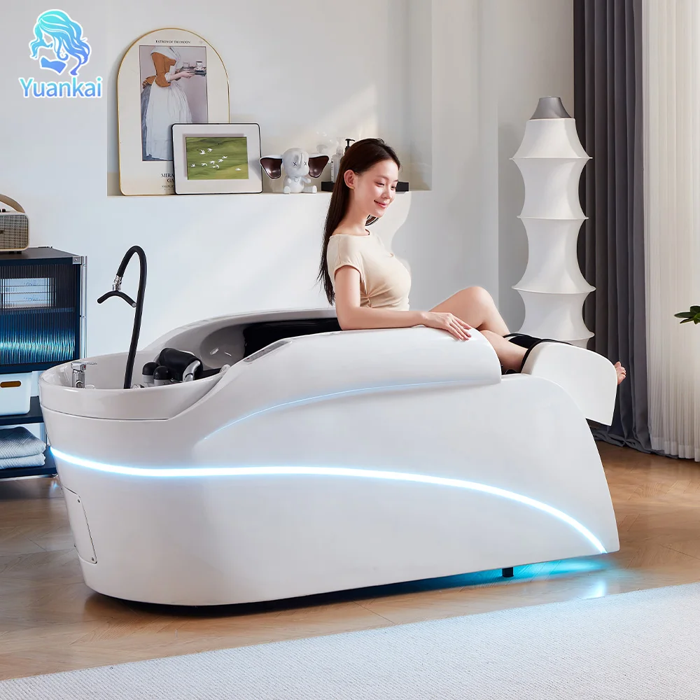 Multifunction Salon Electric Automatic Full Body Massage Shampoo Chair Ceramic Bowl Hair Washing Japanese Head Therapy Spa Bed