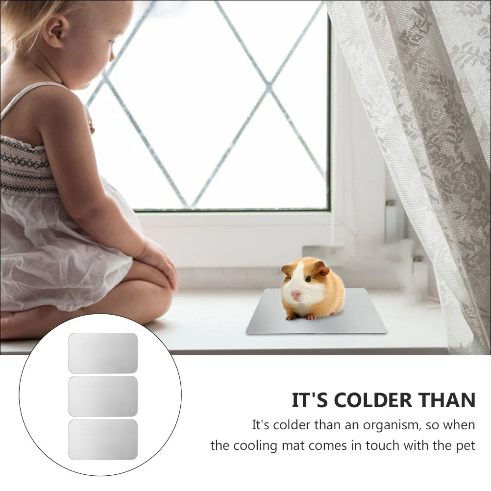 

3pcs Cooling Plate Aluminum Guinea Pig Fleece Bedding Summer Cool Reusable Hamster Platform Hedgehog Board Cage Pad Pet House