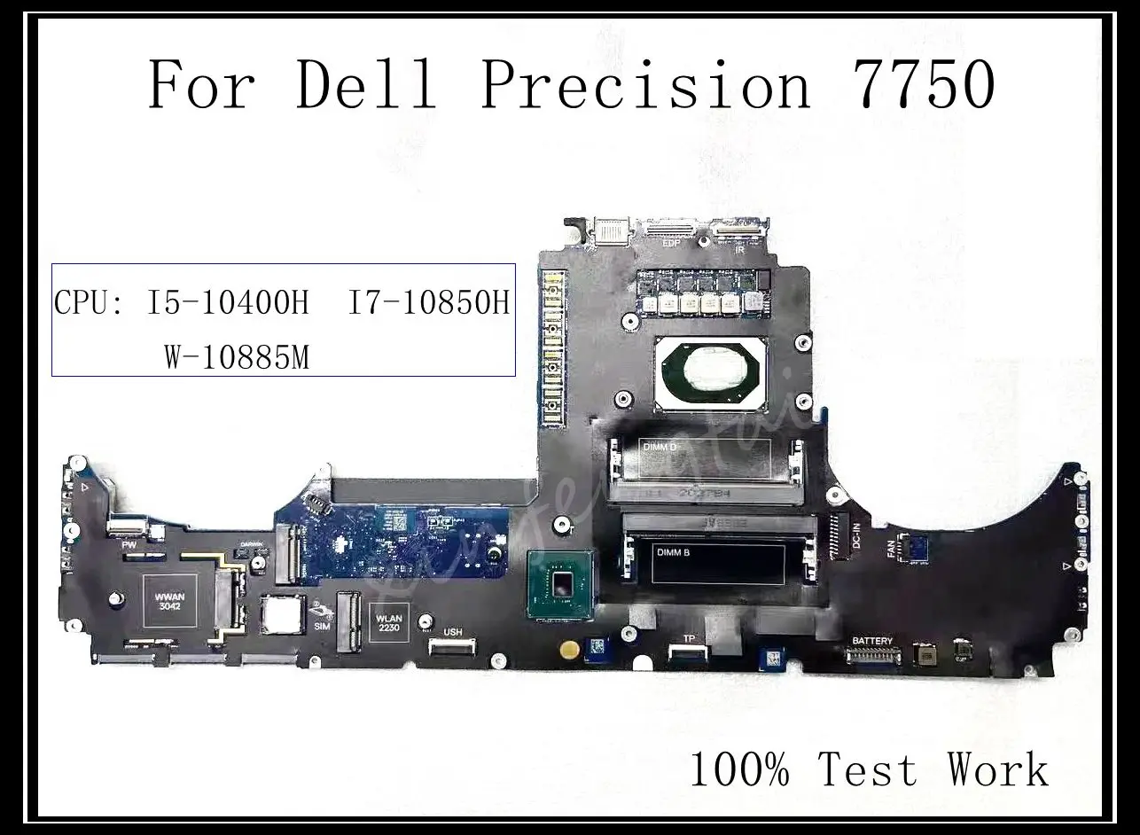 LA-J181P For Dell Precision 7750 Laptop Motherboard DDR4 RAM With i5 i7 W CPU 100% Test Work