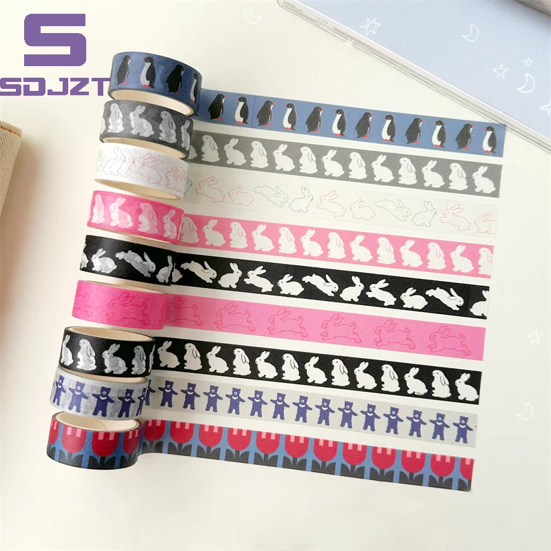 1pc Cute Cartoon Rabbit Penguin  Tape Scrapbook  DIY Notebook Sticker Kawaii Tape Decoration