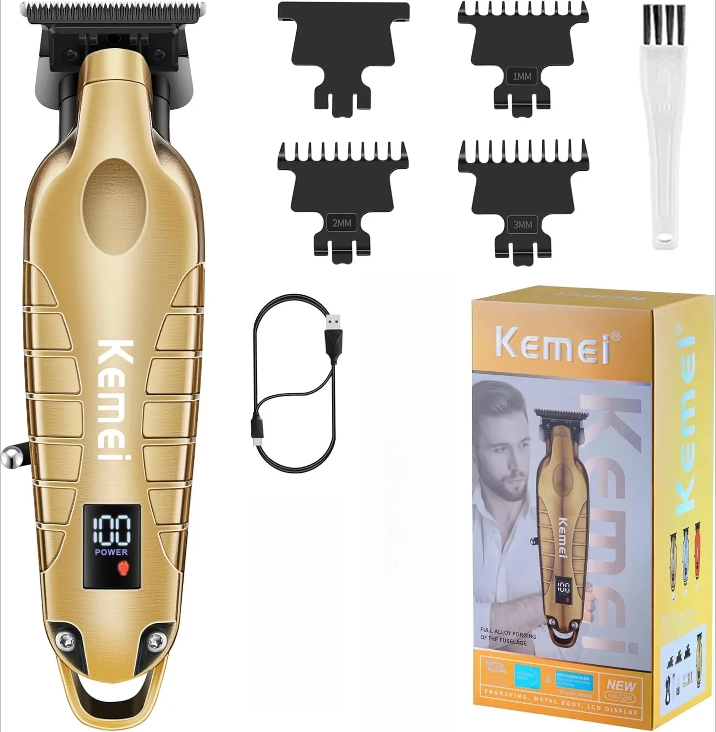Kemei 2293 Professional Hair Beard Trimmer Men Barber Rechargeable Finish Hair Cutting Machine Zero Gapped Cordless Hair Clipper image 3