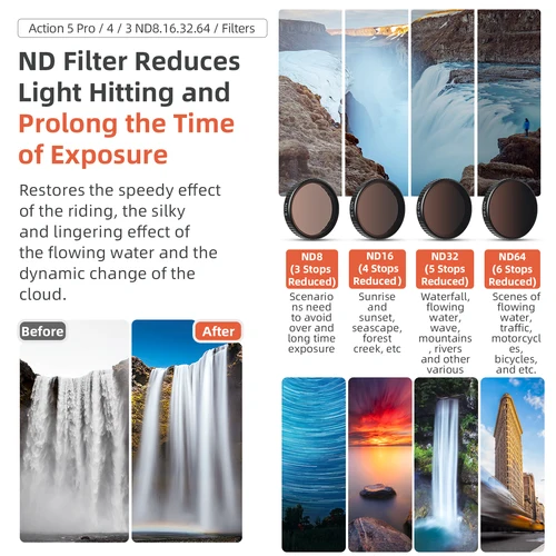 Imagen 2 del producto Filtro de lente ND para DJI Osmo Action 5 Pro 4 3 marco UV CPL ND8 ND16 ND32 ND64 cámara deportiva accesorios de disparo al aire libre