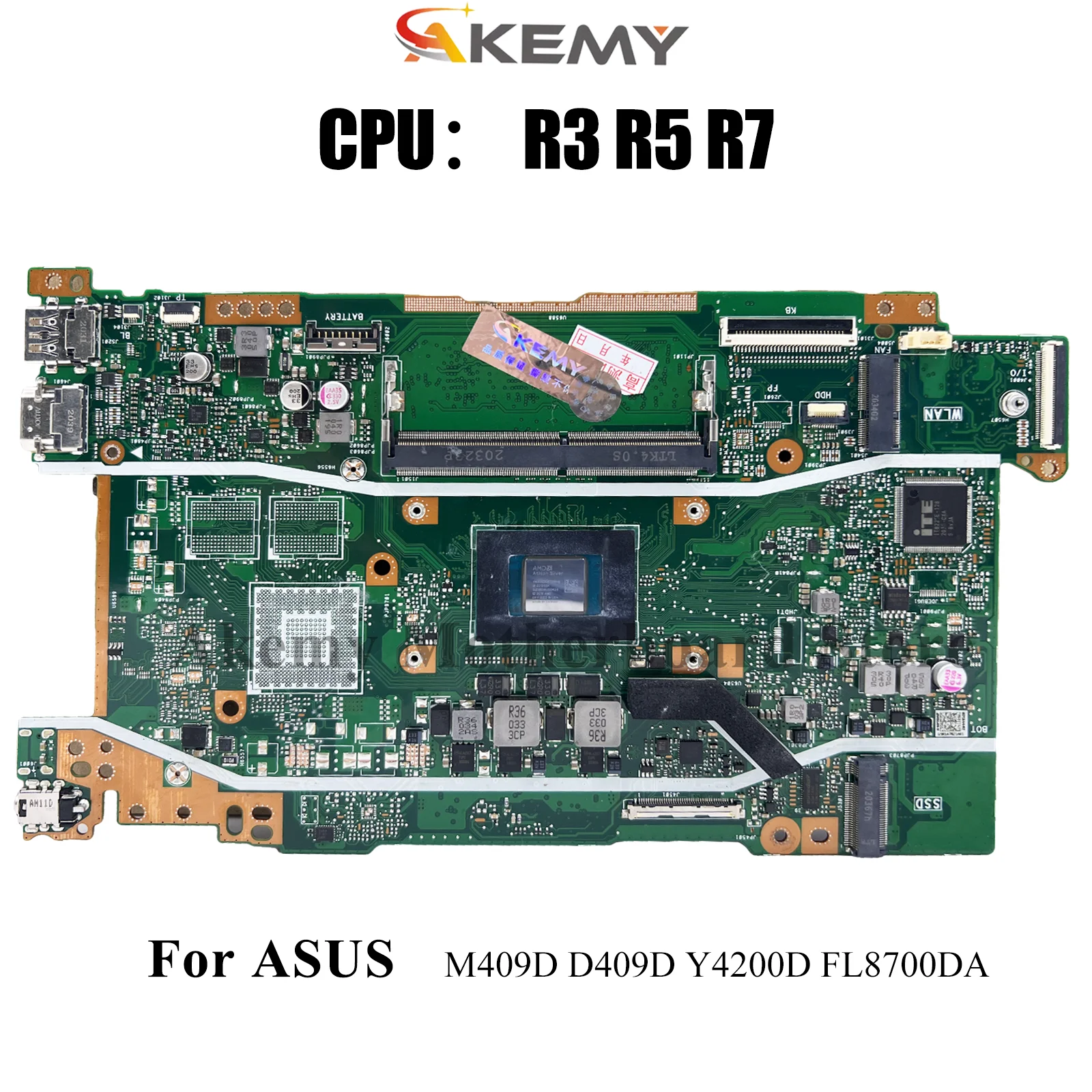 

X409DA Laptop Motherboard For ASUS Y4200D X409DAP M509D D509D M409D X409DJ D409D FL8700DA X409D X409DL Mainboard W/ R3 R5 R7 CPU