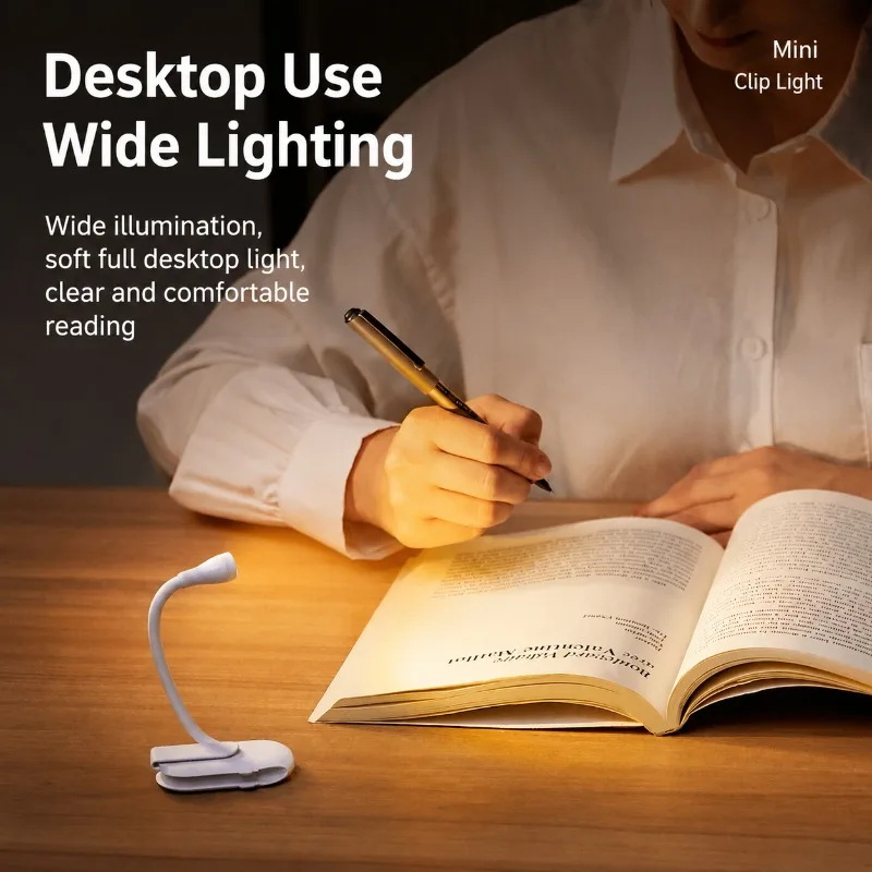 LED Reading Light with Type-C Charging, Portable Mini Book Light for Students, Dimmable Eye-Caring Desk Lamp for Night Reading