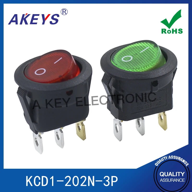 KCD1-202N-3P ship type light switch upper circle lower foot two gear opening 20mm with waterproof and dustproof cap