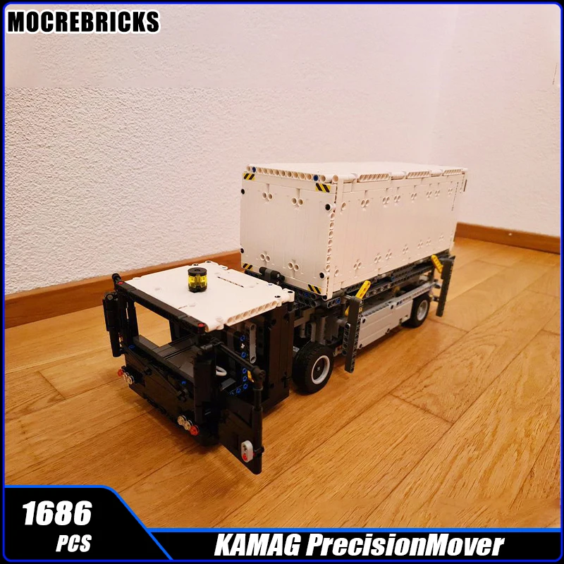 MOC-161507 Advanced Internal Mobile Elevating Container Transport Truck Building Block Technology Assembly Model Kid Bricks Toys