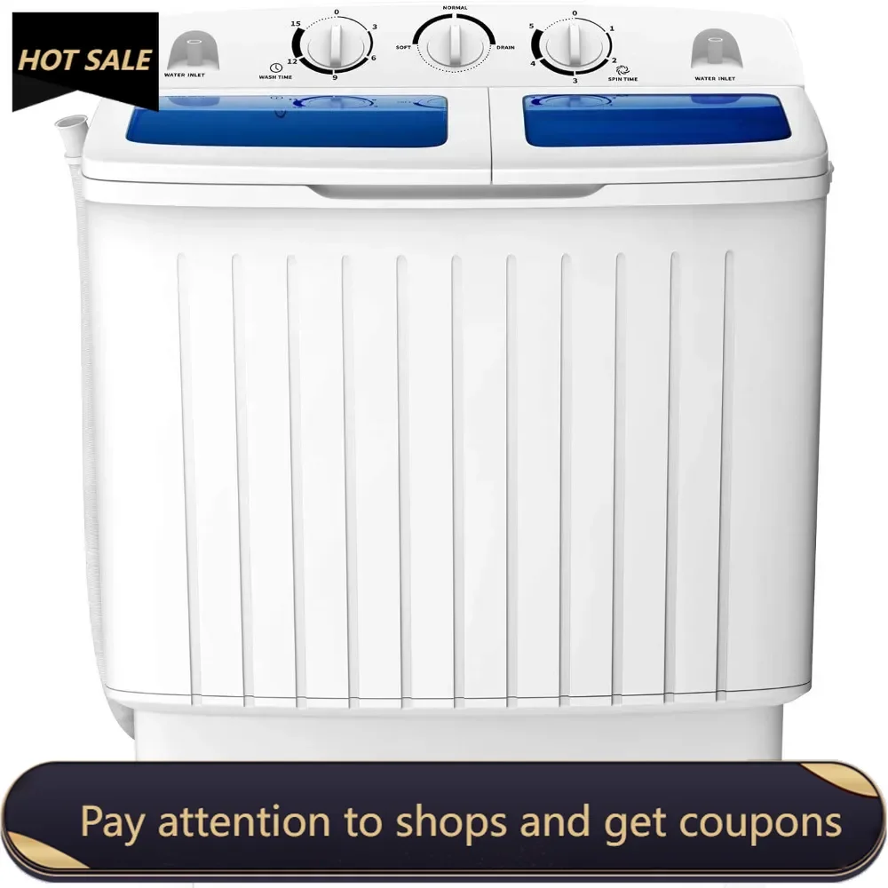 

Portable Washing Machine, Twin Tub 18 Lbs Capacity, Washer(11 Lbs) and Spinner(7 Lbs), Durable Design, Compact Laundry Washer