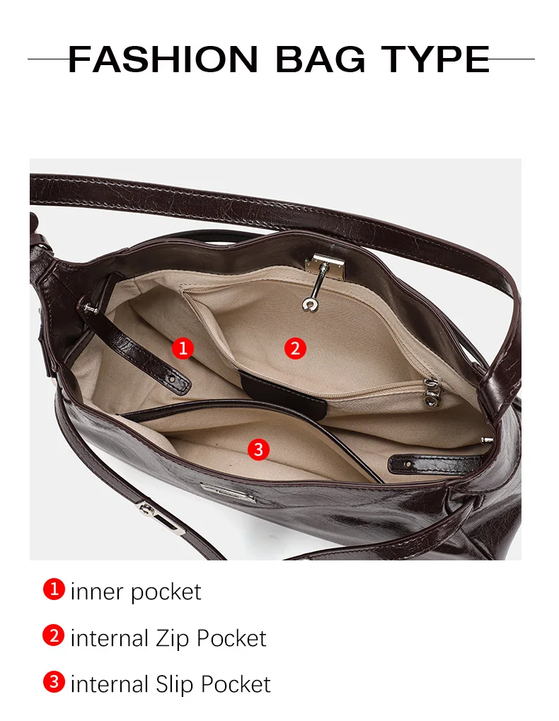 Aidrani Damen-Schultertasche aus echtem Rindsleder mit Anhänger, geräumige Crossbody-Reisetasche im Hobo-Stil – Detail 7