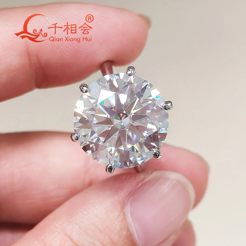 

14mm 10CT Large Moissanite Ring, Super Sparkling, 925 Sterling Silver Solitaire Ring for Women, Simple and Versatile Ins Style