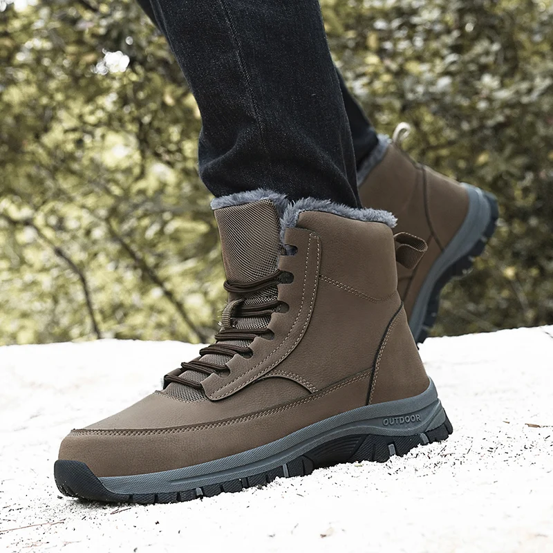 Winter Stiefel Männer Wasserdichte Dicke Sohlen Leder Bequeme Damen Warme Schnee Stiefel Original Luxus Designer Plüsch Plattform Stiefel