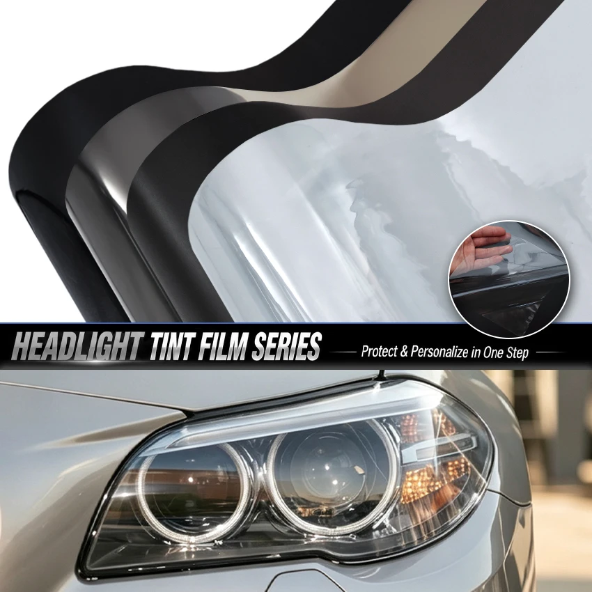 30x60/120/200cm Headlight Tint Film Light Smoke Transparent Black Self Adhesive PPF Protect Vinyl Wrap Car Headlight Fog Light