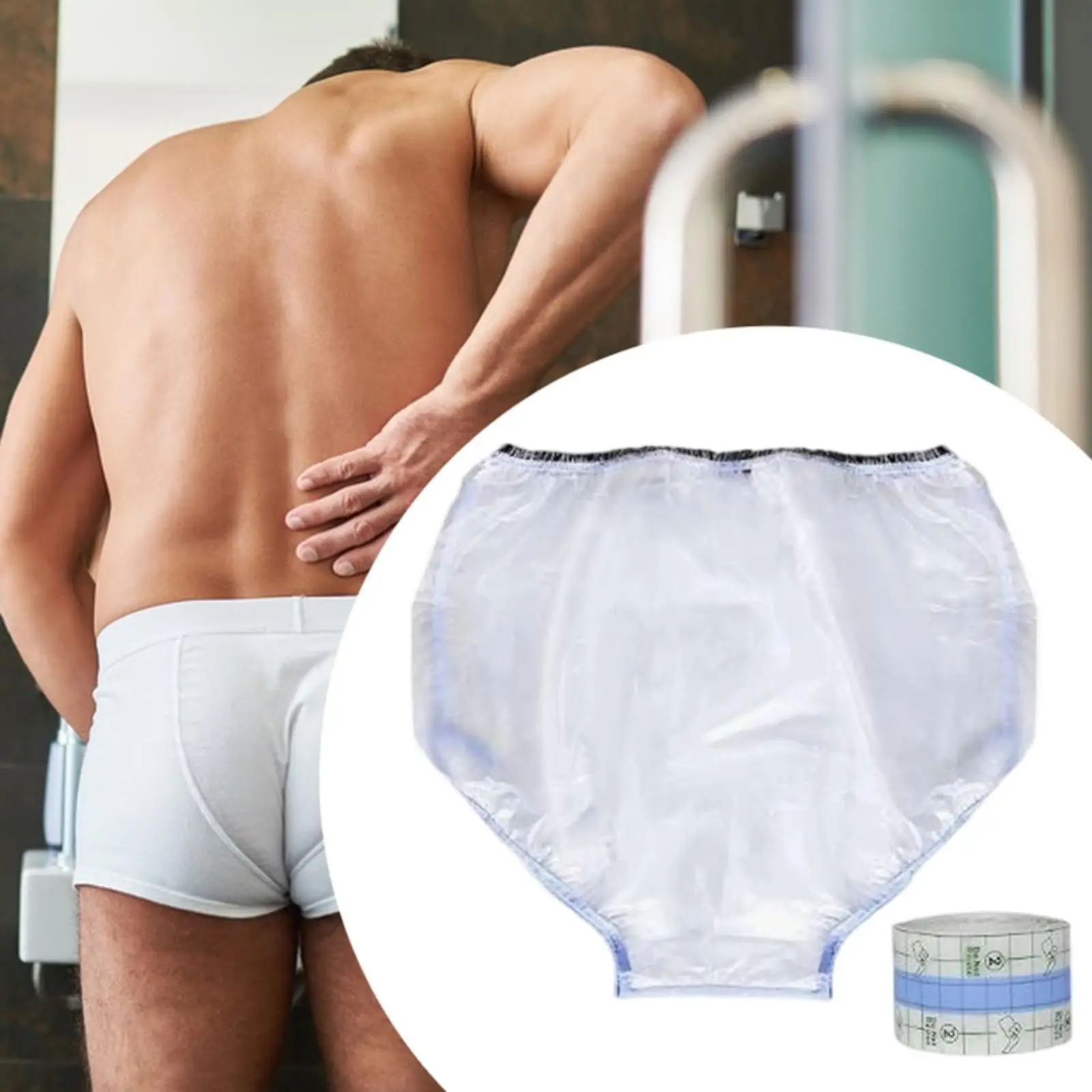 Waterproof Underwear Reusable Soft Breathable Incontinence Briefs Adult Bathing Pants for Post Surgery Shower Care