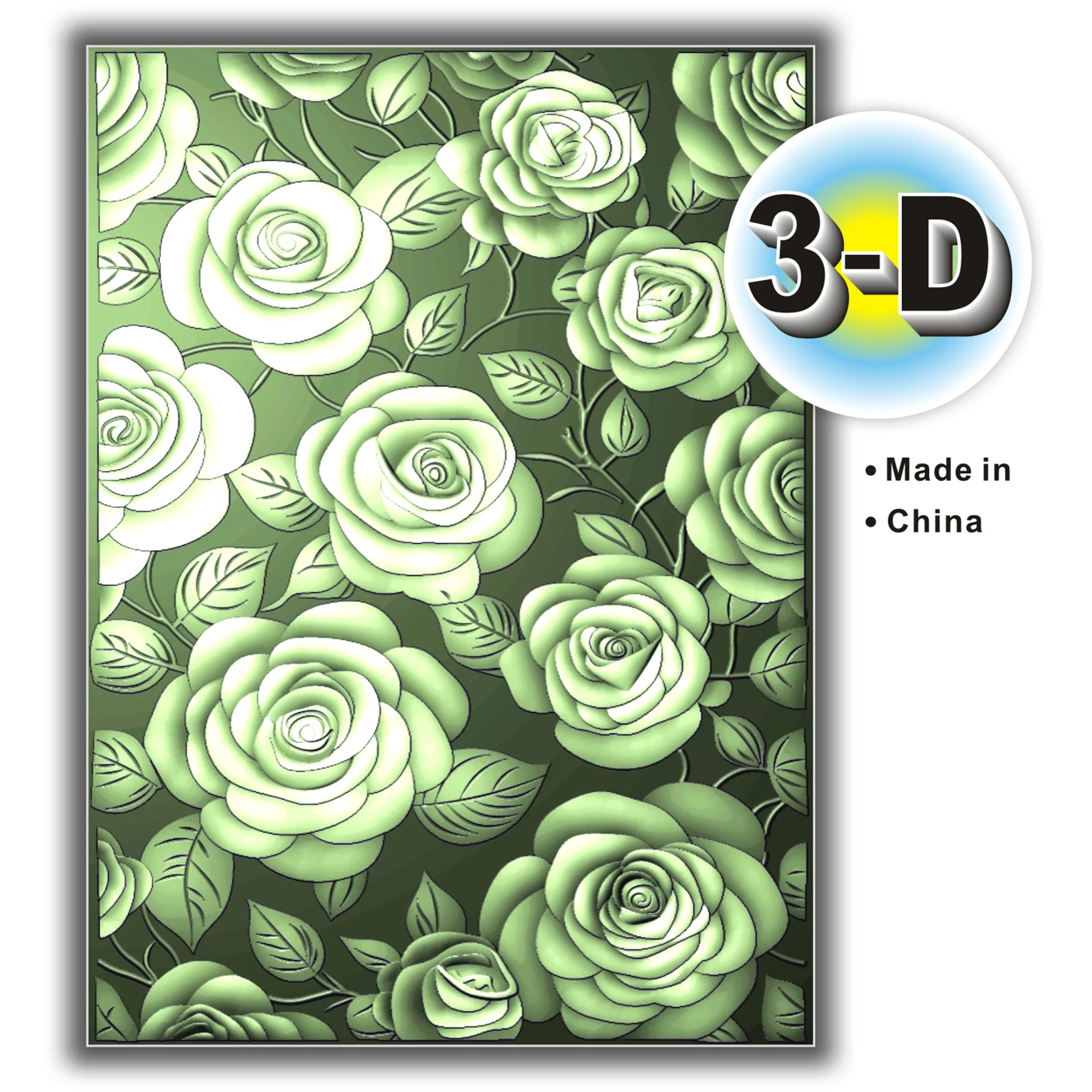 A seamless rose pattern, 3D embossed folder, plastic white fantasy theme template for card making and wedding decoration