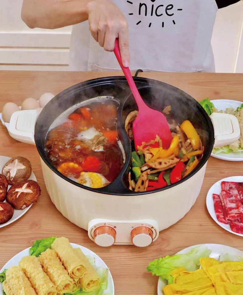 5L 6L Home Yuanyang Electric Hot Pot Electric Boiled Pan Large Capacity Double Soup Pots Non Stick Electric Frying Pan 2000W