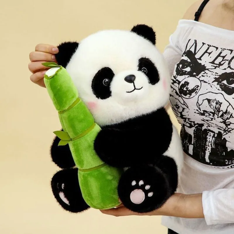 Juego de Peluches de Panda, Muñeco de Peluche Suave con Tronco de Bambú, Figura de Panda Kawaii, Decoración del Hogar, Regalo para Niños y Familia