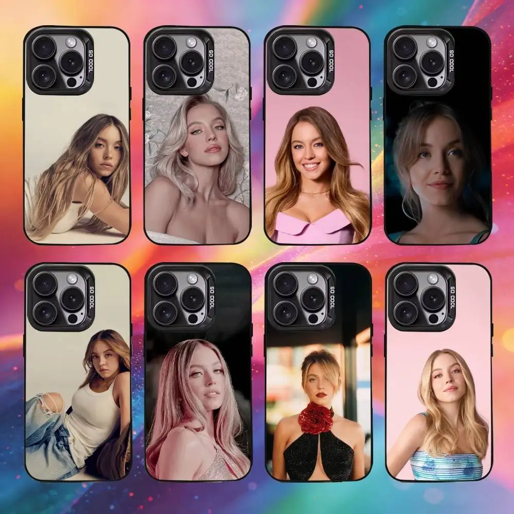 

S-Sydney S-Sweeney Phone Case For iPhone17, 16,15,14,13,12 Pro Max Black Candy Matte Shockproof Cover