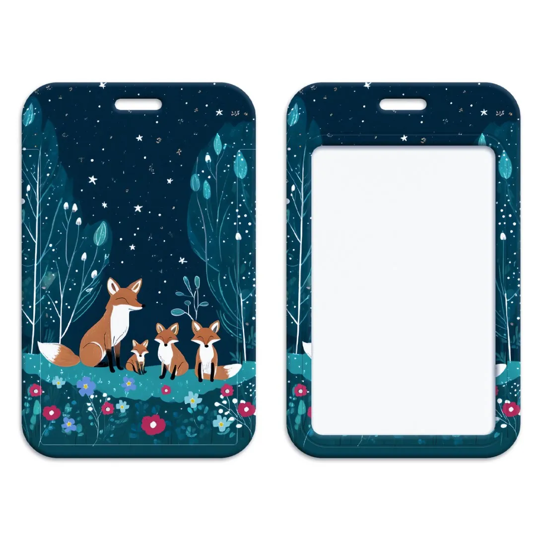 Cartoon Cute Little Fox Credential Holder Lanyard