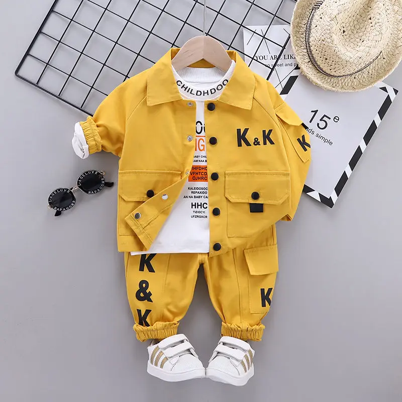 

Autumn Baby Boys Clothing Sets Fashion Jacket + T-Shirt + Pants 3Pcs Spring Kids Infant Clothing Toddler Sportswear 1-4 years