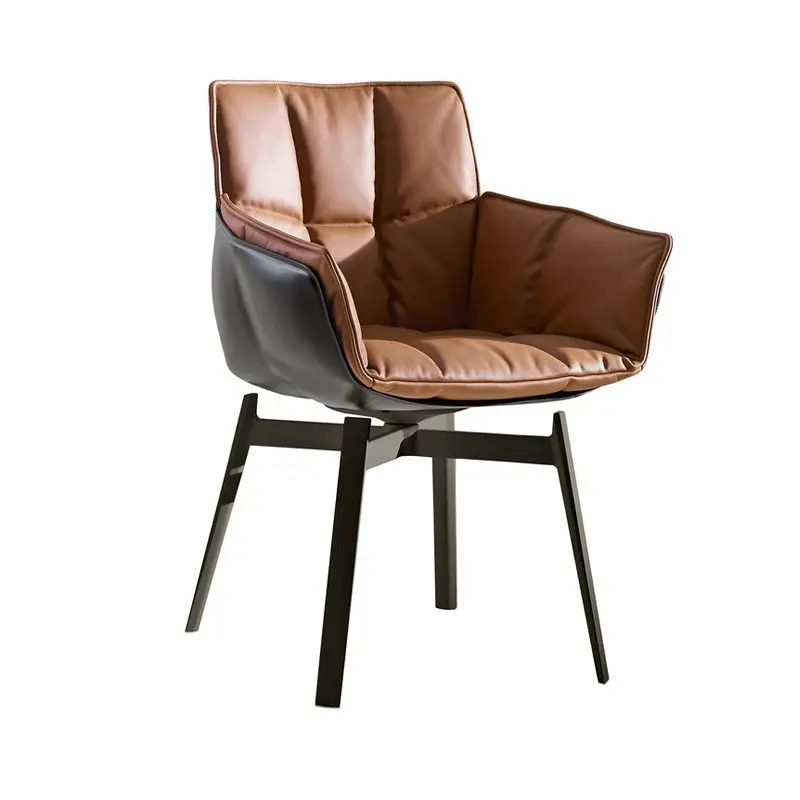 

soft bag, leather leisure chair Italian style, dining chair light luxury backrest stool, simple dining table chair