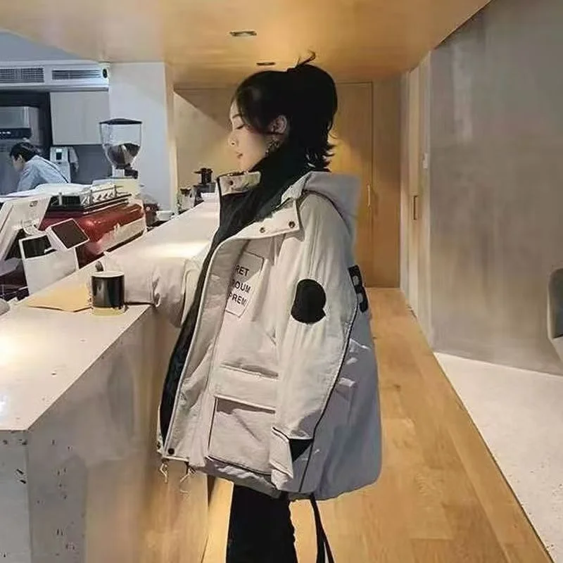 New Korean Version Of Retro Cotton-padded Coat Overalls 2024 Cotton-padded Bread Winter Loose Joker Thickened Cotton-padded Coat