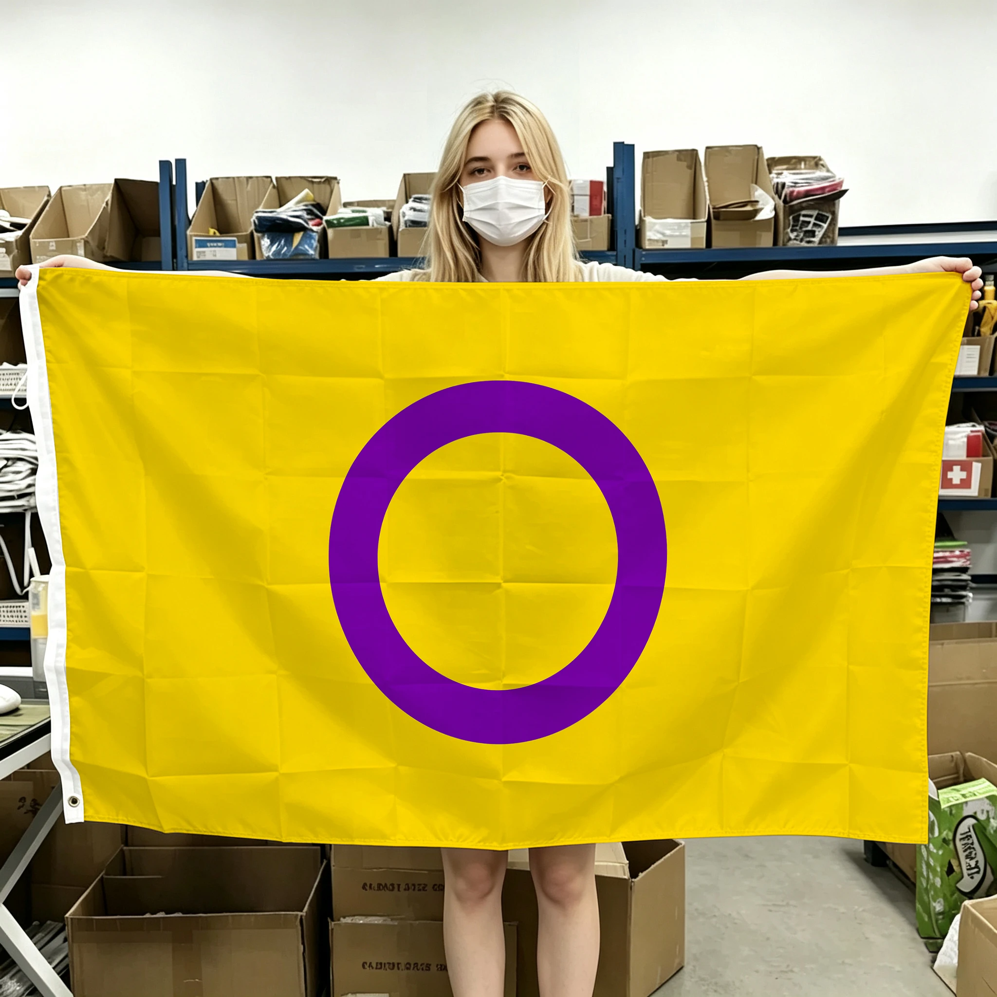 60x90cm 90x150cm 120x180cm LGBTQ Intersex Flag Intersex Inclusive Pride Flag Tapestry Polyester Banner With Brass Grommets