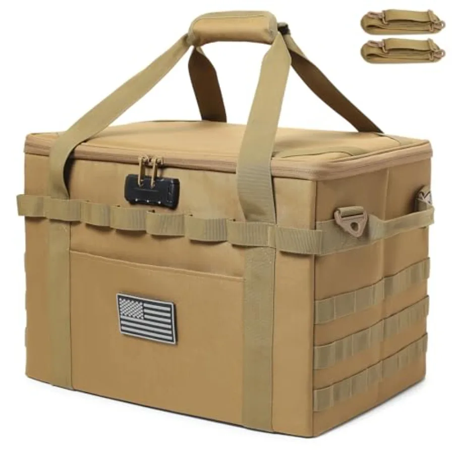 

Тактическая сумка для кемпинга 38 л, универсальный органайзер с кодовым замком и плечевым ремнем, черная, для хранения снаряжения на открытом воздухе