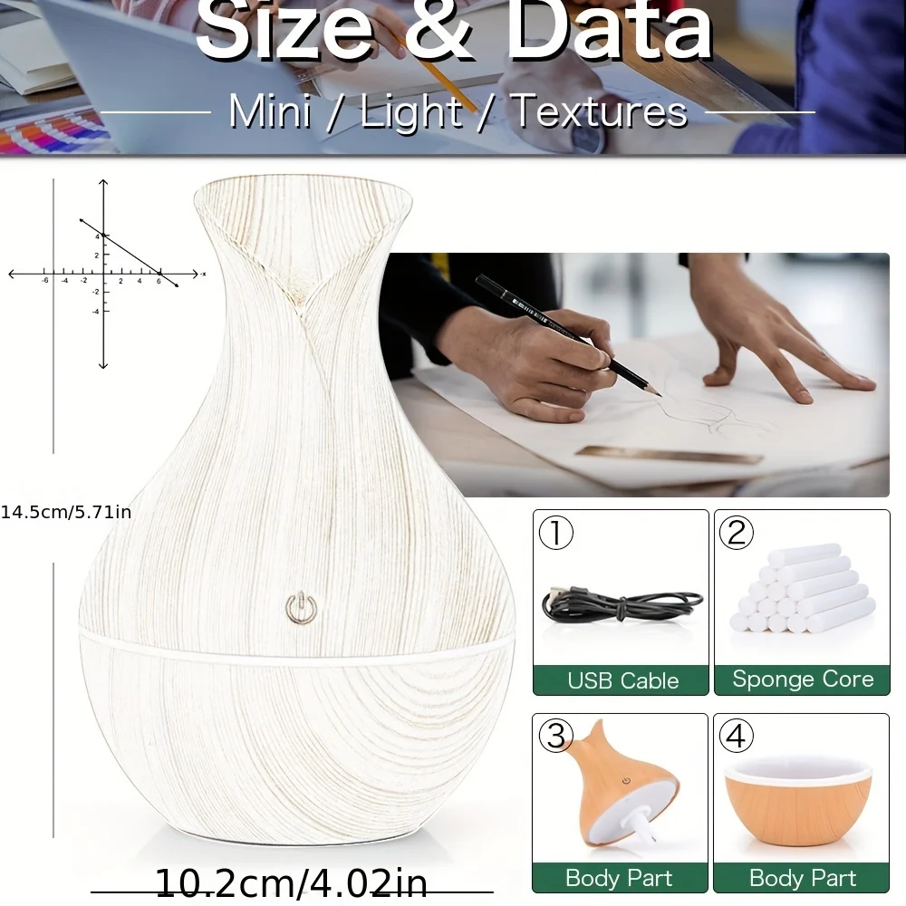 USB Aroma Essential Oil Diffuser Ultrasonic Air Home Humidifier Mini Mist Maker Aroma Diffuser 130ML 7 Color LED Light Office