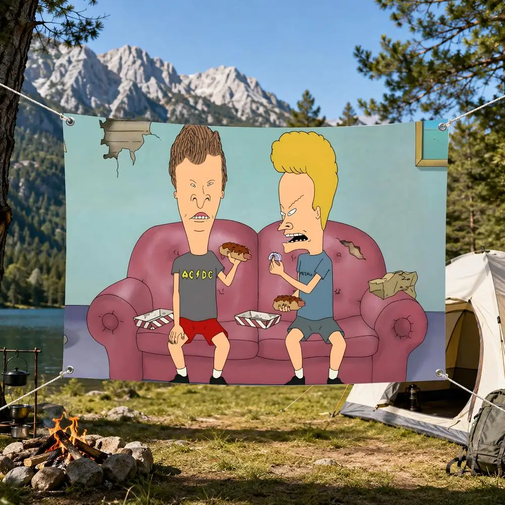 Cartoon B-Beavis And Butthead Flags Aesthetic Wall Tapestry Printed Wall Hanging Living Room Party Outdoor Decor